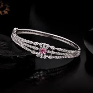 Sparkling Elegance Pink Bloom CZ Bracelet